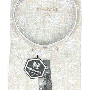 Men's Shirt cotton casual hawaiian Beige 5XL